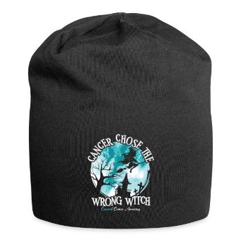 Krebshexe Teal White Gebärmutterhalskrebs - Jersey-Beanie - Schwarz - Vorne