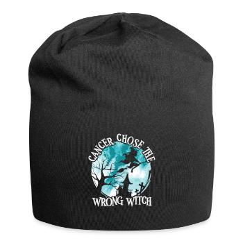 Krebshexe Teal White Gebärmutterhalskrebs - Jersey-Beanie - Schwarz - Vorne