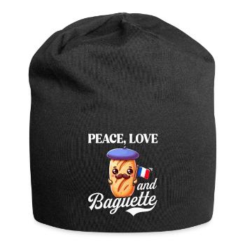 Peace, Love and Baguette, Proud to Be French - Jersey Beanie - black - Front