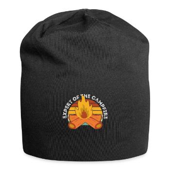 Experte für Camping-Experten am Lagerfeuer - Jersey-Beanie - Schwarz - Vorne