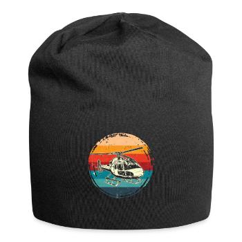 Rotorcraft Silhouette Helicopter Pilot - Jersey Beanie - black - Front