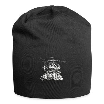 Rotorcraft Silhouette Helicopter Pilot - Jersey Beanie - black - Front