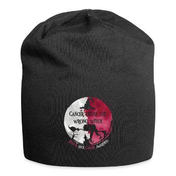 Hexe Burgunder Weiß Kopf-Hals-Krebs - Jersey-Beanie - Schwarz - Vorne