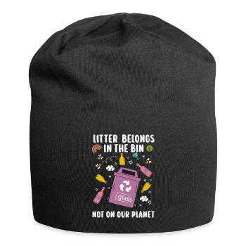 No Littering Anti Littering Earth Day - Jersey Beanie - black - Front