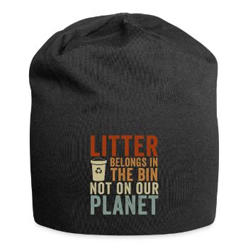 No Littering Anti Littering Earth Day - Jersey Beanie - black - Front