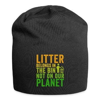 No Littering Anti Littering Earth Day - Jersey Beanie - black - Front