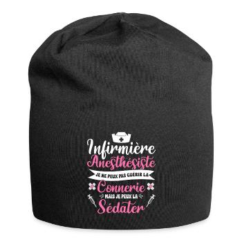 Femme Humour Infirmière Anesthésiste - Bonnet en jersey - noir - Devant