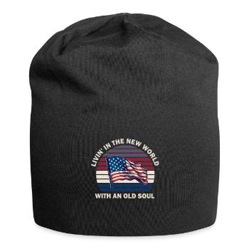 Livin in der Neuen Welt Alte Seele - Jersey-Beanie - Schwarz - Vorne