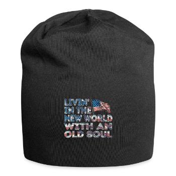 Livin in der Neuen Welt Alte Seele - Jersey-Beanie - Schwarz - Vorne