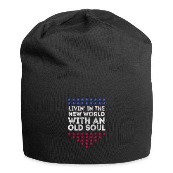 Livin in der Neuen Welt Alte Seele - Jersey-Beanie - Schwarz - Vorne