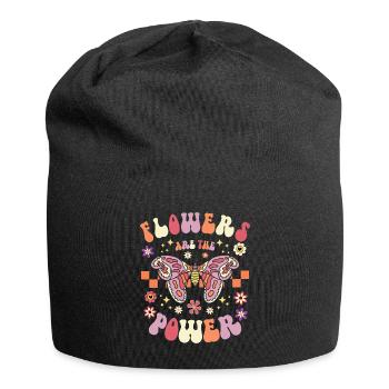 Fleurs Papillon Rétro Années 70 et 80 - Bonnet en jersey - noir - Devant
