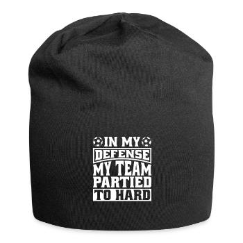 Entraîneur de football drôle dans ma défense - Bonnet en jersey - noir - Devant