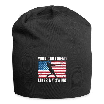 Deine Freundin mag meinen Schwung - Jersey-Beanie - Schwarz - Vorne