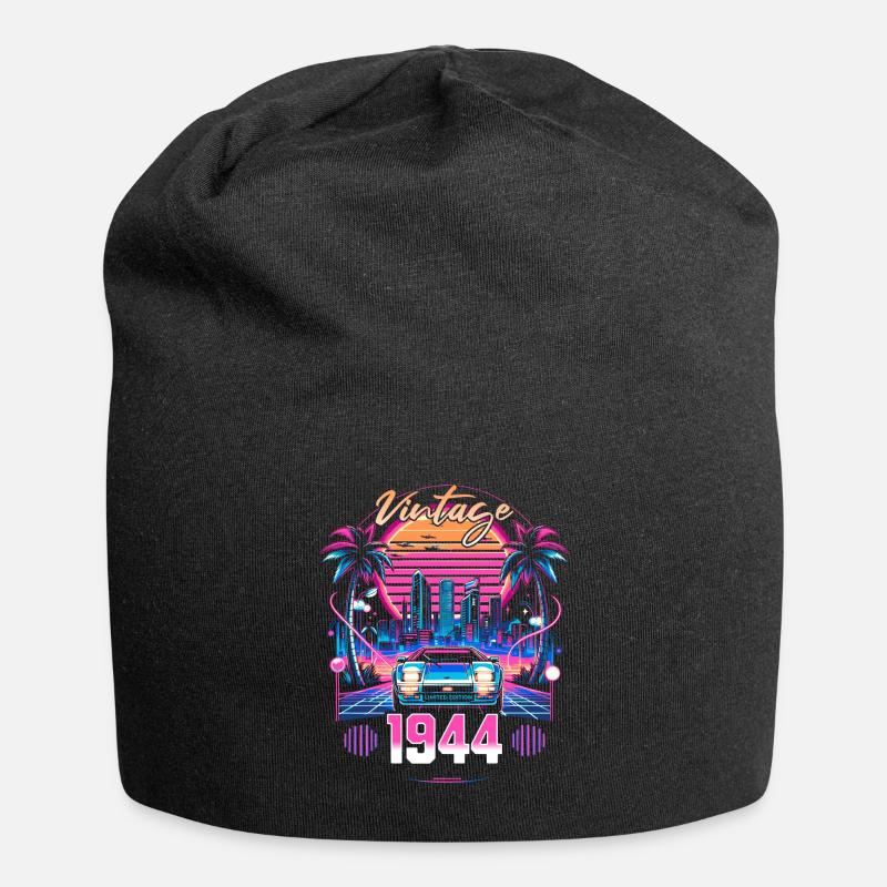 Synthwave Retro 80. Jubiläum 1944 - Jersey-Beanie - Schwarz