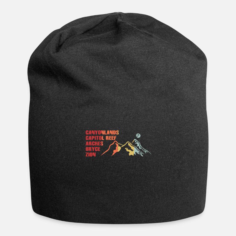 Explore Utah National Parks Mountains - Jersey Beanie - black