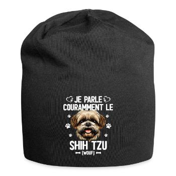 Parler Le Shih Tzu Humour Chien - Bonnet en jersey - noir - Devant