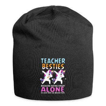Teacher Besties Because Going Crazy - Jersey Beanie - black - Front