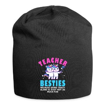 Teacher Besties Because Going Crazy - Jersey Beanie - black - Front
