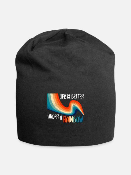 Life is better under a rainbow - Jersey-Beanie - Schwarz