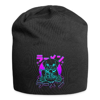 Retro Kawaii Ramen Dog Rottweiler - Jersey Beanie - black - Front