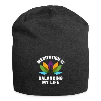 Meditation balanciert mein Leben aus - Jersey-Beanie - Anthrazit - Vorne