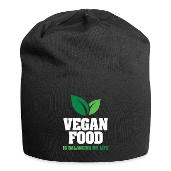 Veganes Essen bringt mein Leben in Einklang - Jersey-Beanie - Schwarz - Vorne