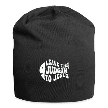 Überlassen Sie das Urteil Jesus - Jersey-Beanie - Schwarz - Vorne