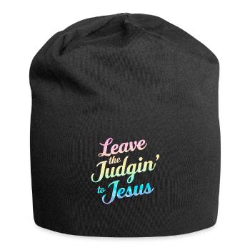 Überlassen Sie das Urteil Jesus - Jersey-Beanie - Schwarz - Vorne