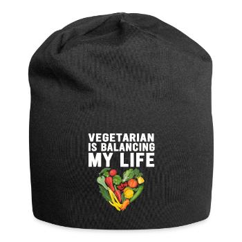Végétarien Équilibrer ma vie - Bonnet en jersey - noir - Devant