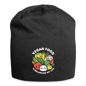 Veganes Essen bringt mein Leben in Einklang - Jersey-Beanie - Schwarz - Vorne