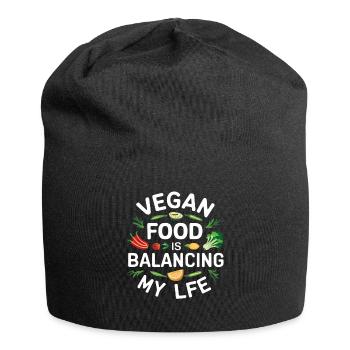 Veganes Essen bringt mein Leben in Einklang - Jersey-Beanie - Schwarz - Vorne