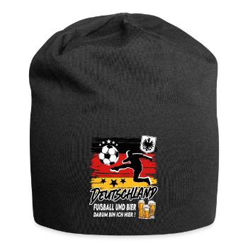 Fußball Deutschland Fussball und Bier - Jersey-Beanie - Schwarz - Vorne
