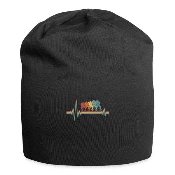Rythme cardiaque d’électrocardiogramme de hockey sur glace - Bonnet en jersey - noir - Devant
