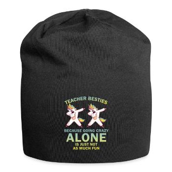 Teacher Besties Because Going Crazy - Jersey Beanie - black - Front