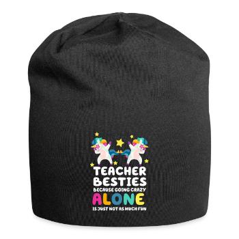 Teacher Besties Because Going Crazy - Jersey Beanie - black - Front