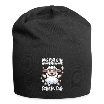 Sheep funny please keep your mouth shut - Jersey Beanie - black - Front