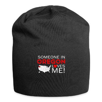 Jemand in Oregon liebt mich - Jersey-Beanie - Schwarz - Vorne