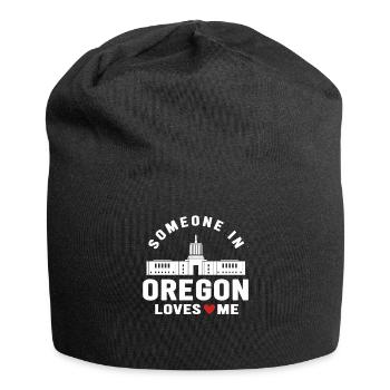 Quelqu’un dans l’Oregon m’aime - Bonnet en jersey - noir - Devant