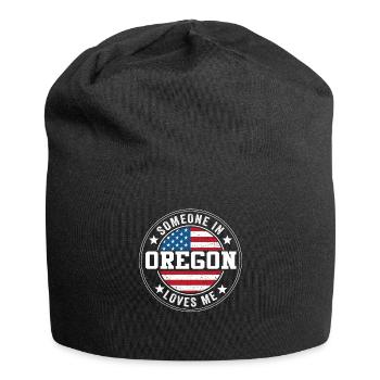 Jemand in Oregon liebt mich - Jersey-Beanie - Schwarz - Vorne