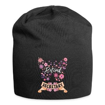 Retired Woman Secretary Retirement - Jersey Beanie - black - Front