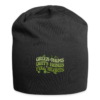 Pouces verts Mains sales Coeurs pleins - Bonnet en jersey - noir - Devant