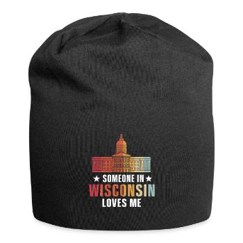 Jemand in Wisconsin liebt mich - Jersey-Beanie - Schwarz - Vorne