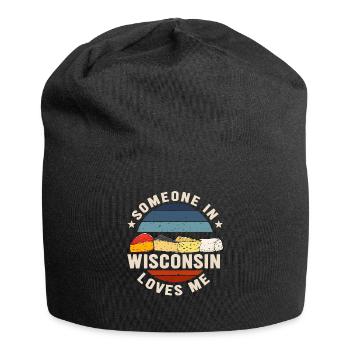 Jemand in Wisconsin liebt mich - Jersey-Beanie - Schwarz - Vorne