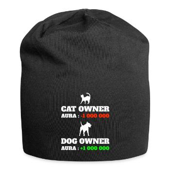 Punkte: Aura, Humor, Meme, Aura, Hund - Jersey-Beanie - Schwarz - Vorne