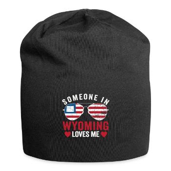 Jemand in Wyoming liebt mich - Jersey-Beanie - Schwarz - Vorne