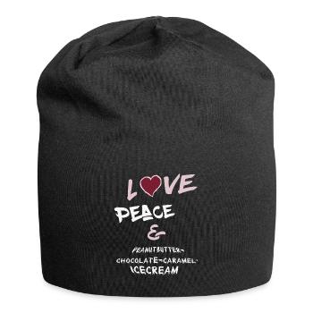 Love Peace et Beurre de cacahuète-chocolat-glace - Bonnet en jersey - noir - Devant
