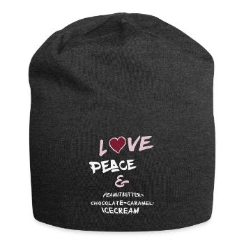 Love Peace and Peanutbutter-chocolate-icecream - Jersey Beanie - charcoal grey - Front