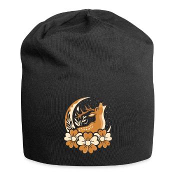 Deer Wild Floral Moon - Jersey Beanie - black - Front