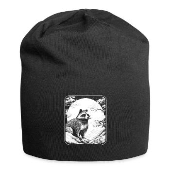 Waschbär Japan Cherry Blossom Moon - Jersey-Beanie - Schwarz - Vorne