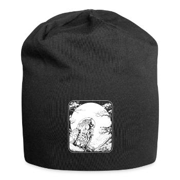 Papagei Japan Cherry Blossom Moon - Jersey-Beanie - Schwarz - Vorne